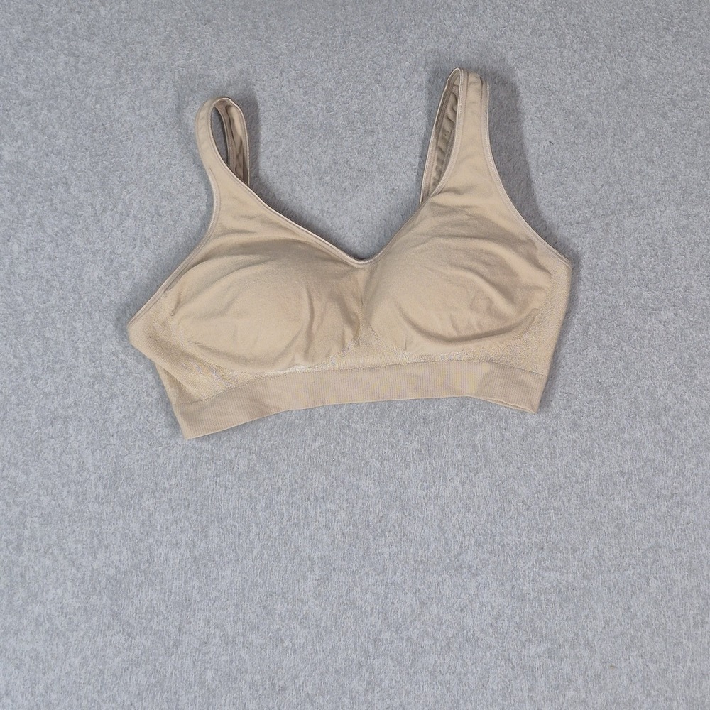 Bali Women BraMedium‎ Beige T Shirt Wireless Knit Lightly Lined